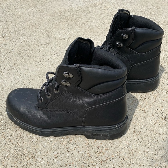 WOLVERINE~#W08167~MEN’S~BLACK~
LEATHER~STEEL TOE BOOTS~SLIP & OIL RESISTANT~G22​ - Picture 6 of 7